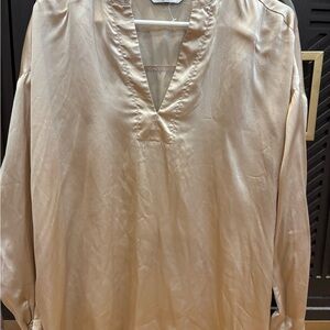 Amanda Uprichard Satin Top in Light Beige
